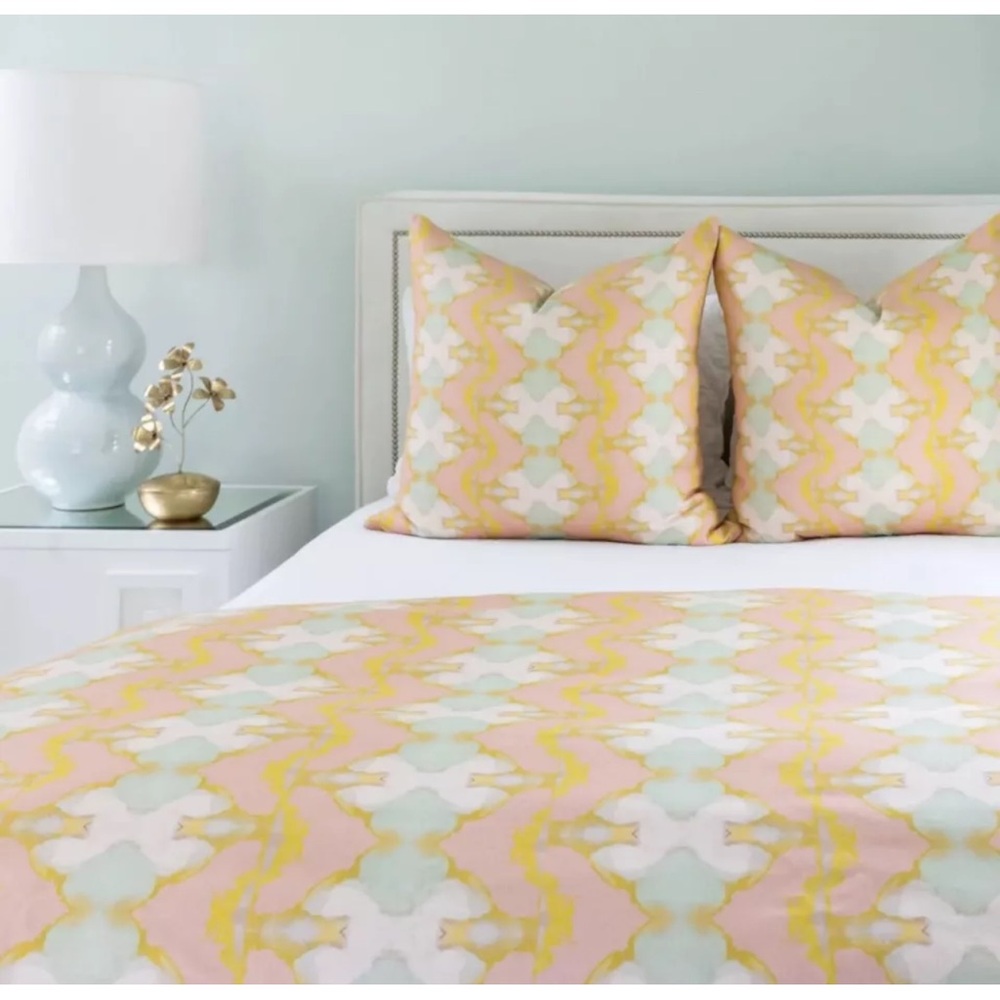 LAURA PARK Lily Pond KING DUVET COVER Microlux ABSTRACT GEOMETRIC Coastal